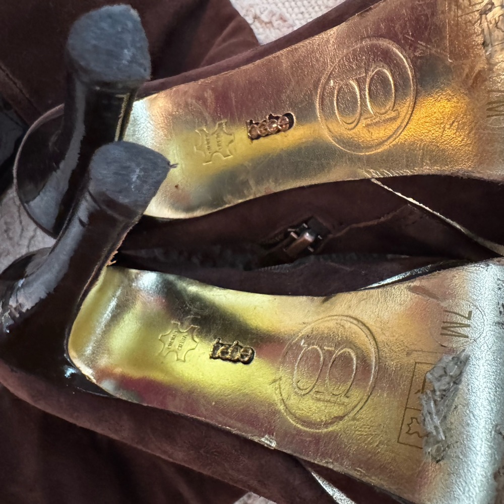 Bebe Brown Suede Stiletto Women's Boots - Picture 7 of 8